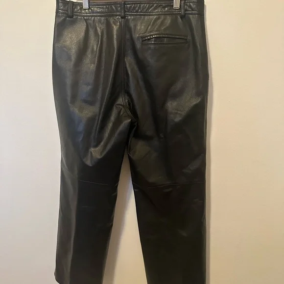 Vintage Danier Black Leather Pants Moto Bikercore Straight Leg 34” High Rise - Picture 10 of 15